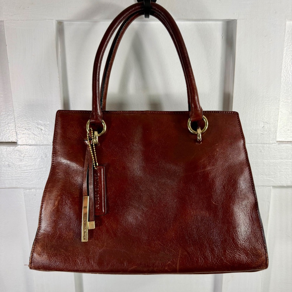 Wilsons Leather Brown Genuine Leather Satchel Handbag Gold Hardware Tote Bag